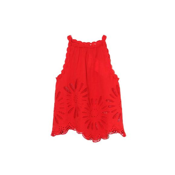 Ulla Johnson Jolie Embroidered Eyelet Top in Poppy 8 - Picture 6 of 6